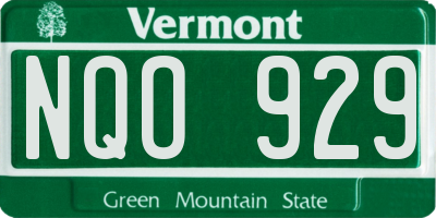 VT license plate NQO929