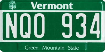 VT license plate NQO934