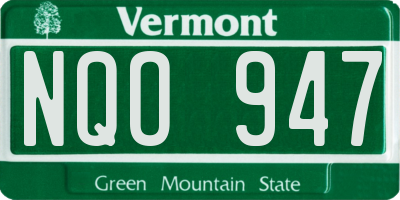 VT license plate NQO947