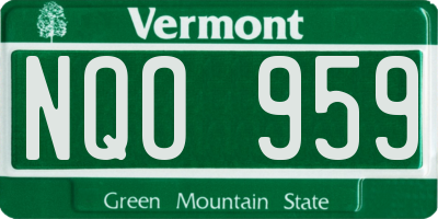 VT license plate NQO959