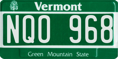 VT license plate NQO968