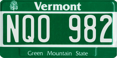VT license plate NQO982