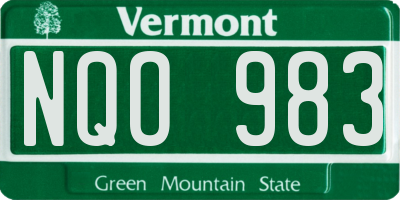 VT license plate NQO983