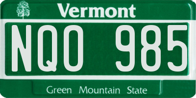 VT license plate NQO985
