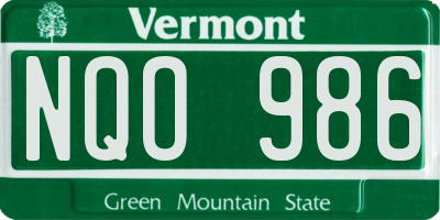 VT license plate NQO986