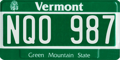 VT license plate NQO987