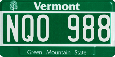 VT license plate NQO988