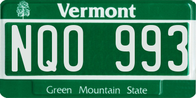 VT license plate NQO993