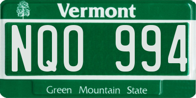 VT license plate NQO994