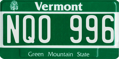 VT license plate NQO996