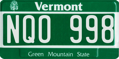 VT license plate NQO998