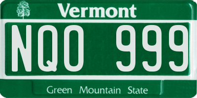 VT license plate NQO999