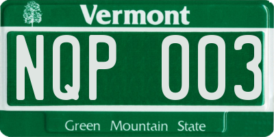VT license plate NQP003