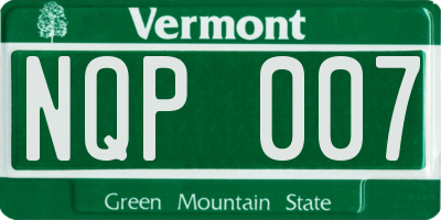 VT license plate NQP007