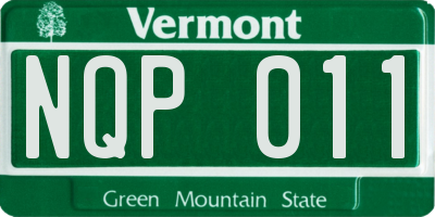 VT license plate NQP011