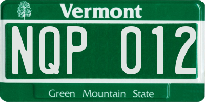 VT license plate NQP012