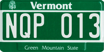 VT license plate NQP013