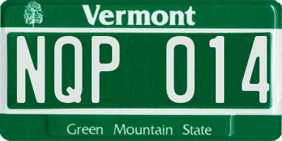 VT license plate NQP014