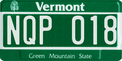 VT license plate NQP018