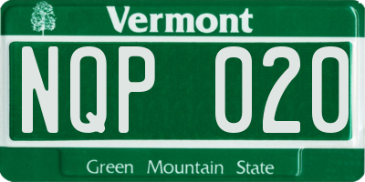 VT license plate NQP020