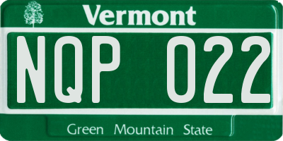 VT license plate NQP022