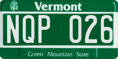 VT license plate NQP026