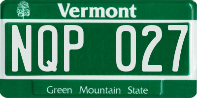 VT license plate NQP027