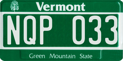 VT license plate NQP033