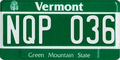 VT license plate NQP036