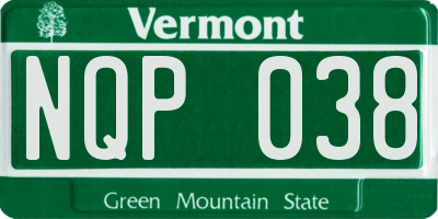 VT license plate NQP038