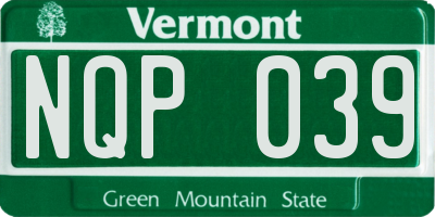 VT license plate NQP039
