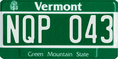 VT license plate NQP043