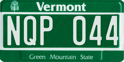 VT license plate NQP044