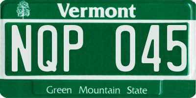 VT license plate NQP045