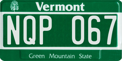 VT license plate NQP067