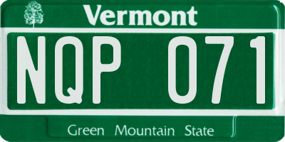 VT license plate NQP071