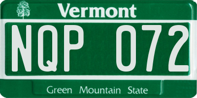 VT license plate NQP072