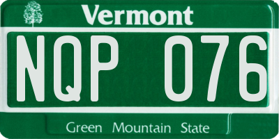 VT license plate NQP076