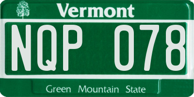 VT license plate NQP078