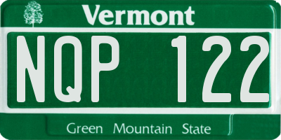 VT license plate NQP122