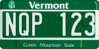 VT license plate NQP123