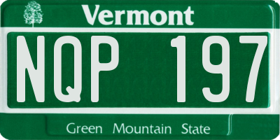 VT license plate NQP197