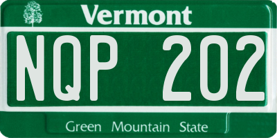 VT license plate NQP202