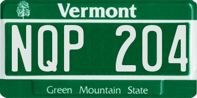 VT license plate NQP204