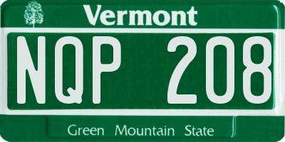VT license plate NQP208
