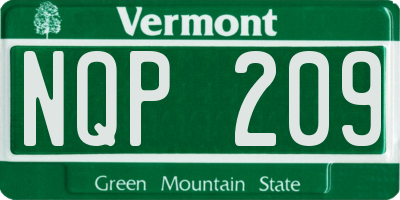 VT license plate NQP209