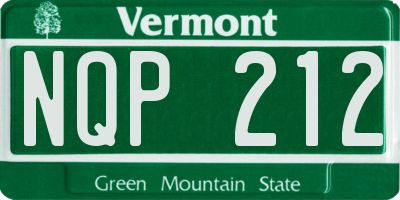 VT license plate NQP212