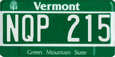 VT license plate NQP215