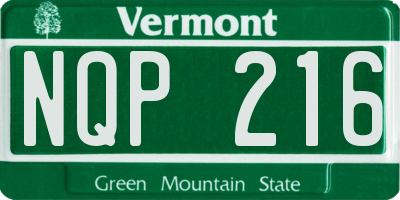VT license plate NQP216