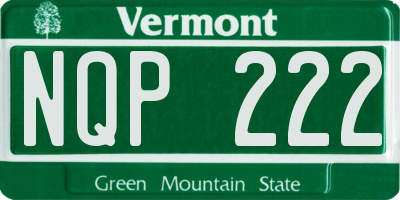 VT license plate NQP222